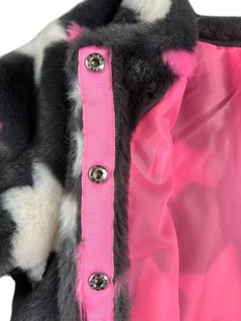 Cat & Jack Girls' Faux Fur Jacket with Stars Grey Pink White Medium 7/8 NWOT - Picture 7 of 12